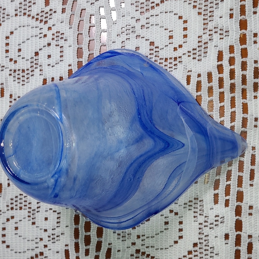 Murano Blue Glass Art with Organic Wave Design - Picture 4 of 4